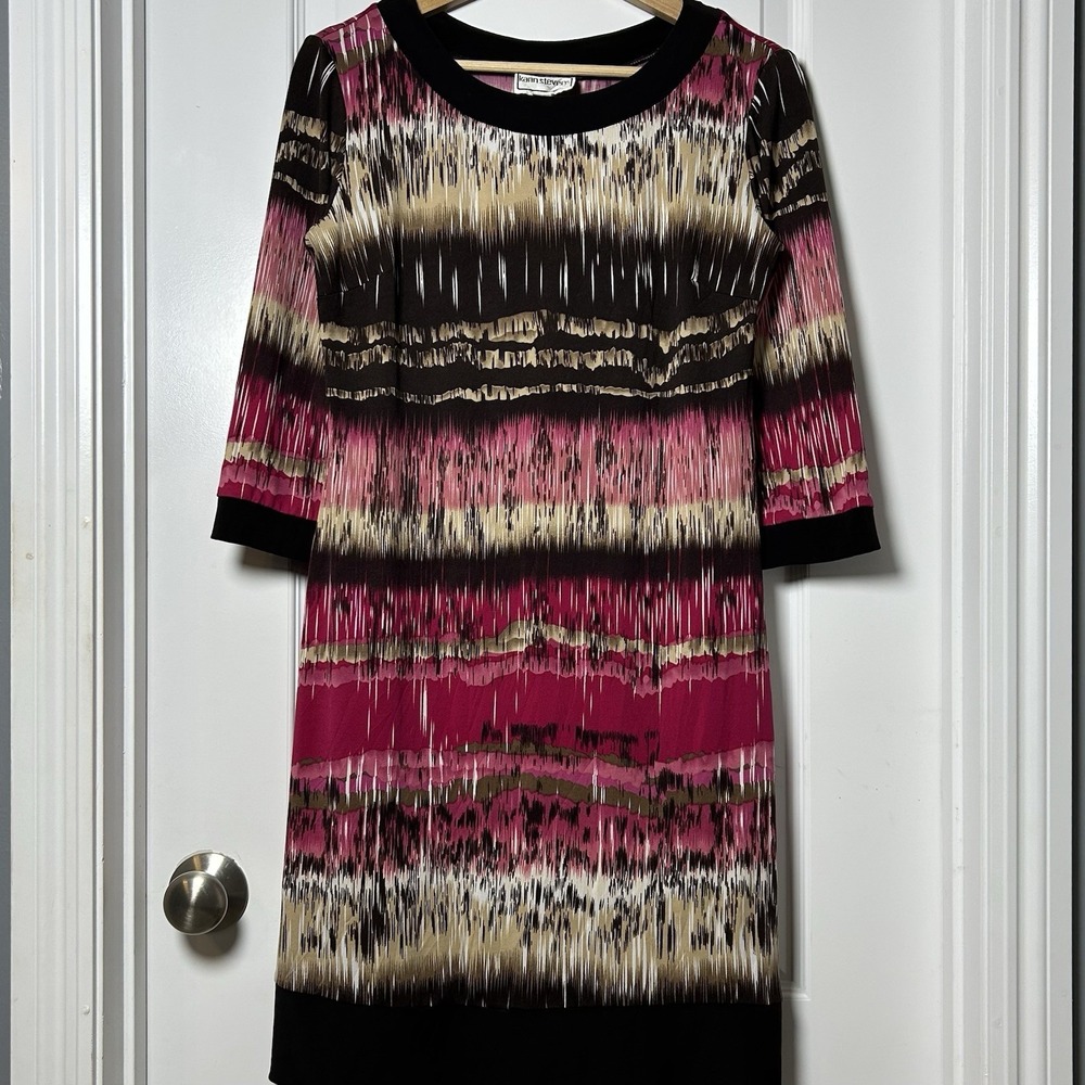 Karin Stevens Vintage Y2K Abstract Brushstroke Sheath Shift Dress Artsy Style